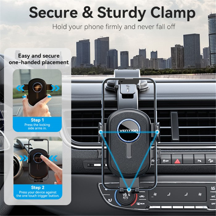 Vention One Touch Clamping Car Phone Mount with Suction Cup - KSC