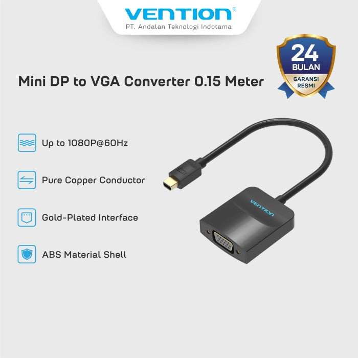 Vention Adapter Converter Mini Display Port DP to VGA 1080P 60Hz ABS - HBD