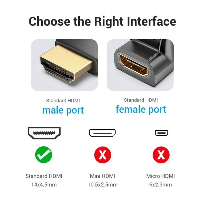 Vention Adapter HDMI 270 Degree Connector Male to Female - AIN