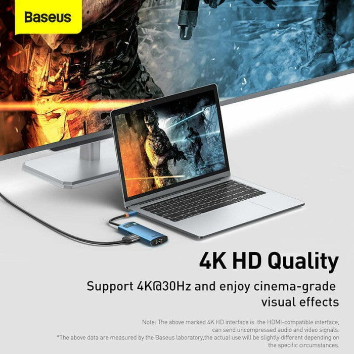 Baseus Metal Gleam Series 6-in-1 Multifunctional Type-C Blue