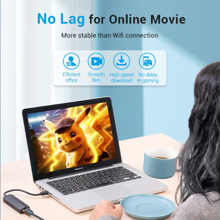 Vention Hub Adapter USB 2.0 3.0 Lan Power Port RJ45 5Gbps 1000Mbps - CHN