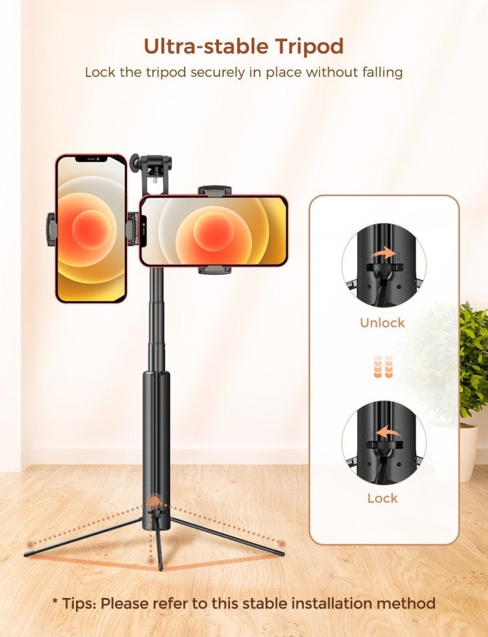 Mpow Selfie Stick Tripod with Dual Phone Holders