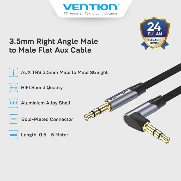 Vention Flat Kabel Jack Audio 3.5mm to AUX 3.5mm Right Angel - BAN