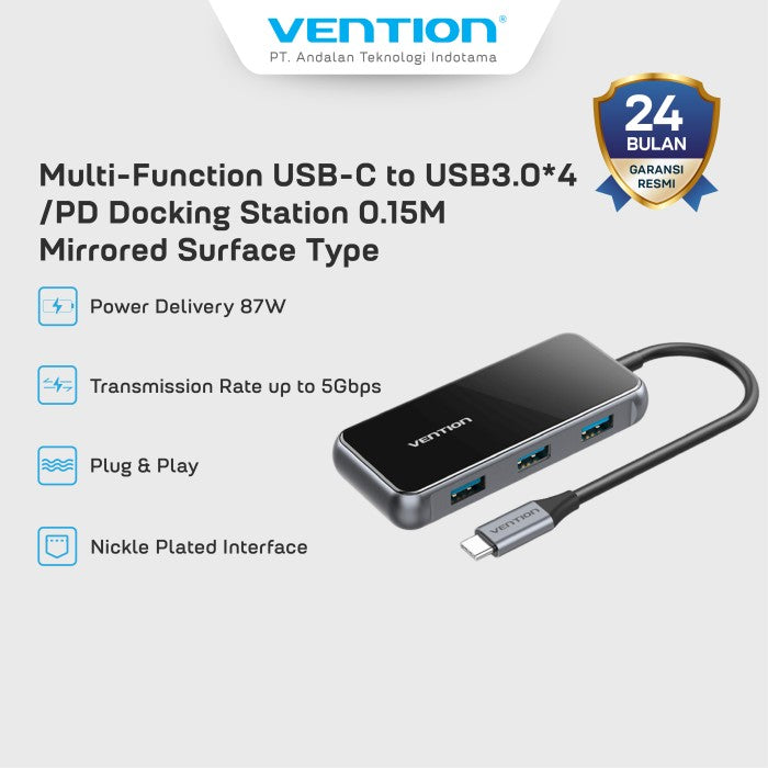 Vention Hub Multiport USB Type C To USB 3.0 PD Acrylic Type - TFD