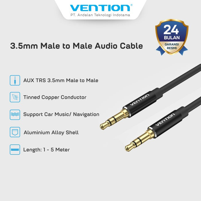 Vention Kabel AUX Audio 3.5mm Male to Male Aluminium Alloy - BAX