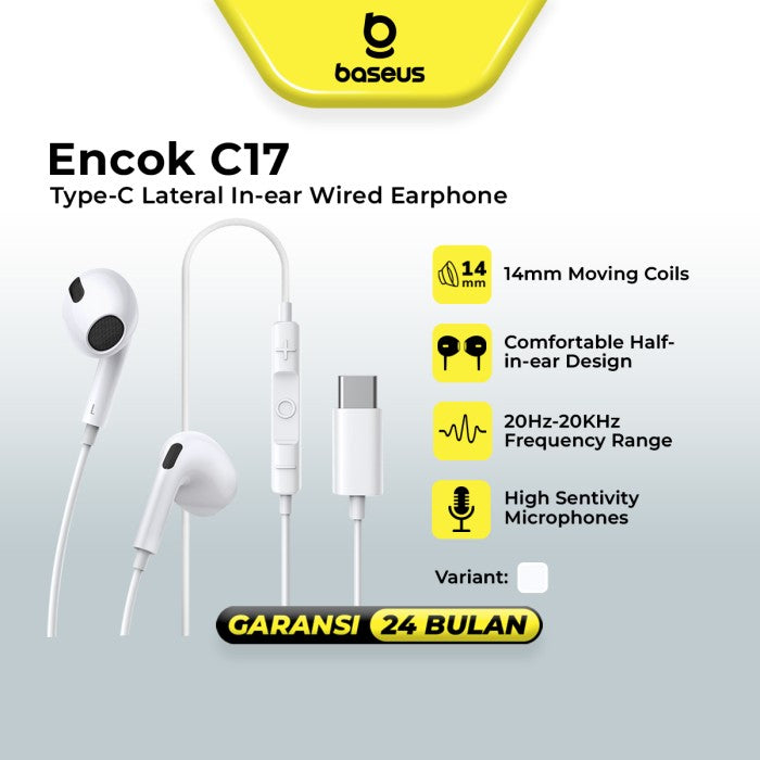 BASEUS Encok Type-C lateral in-ear Wired Earphone C17 NGCR