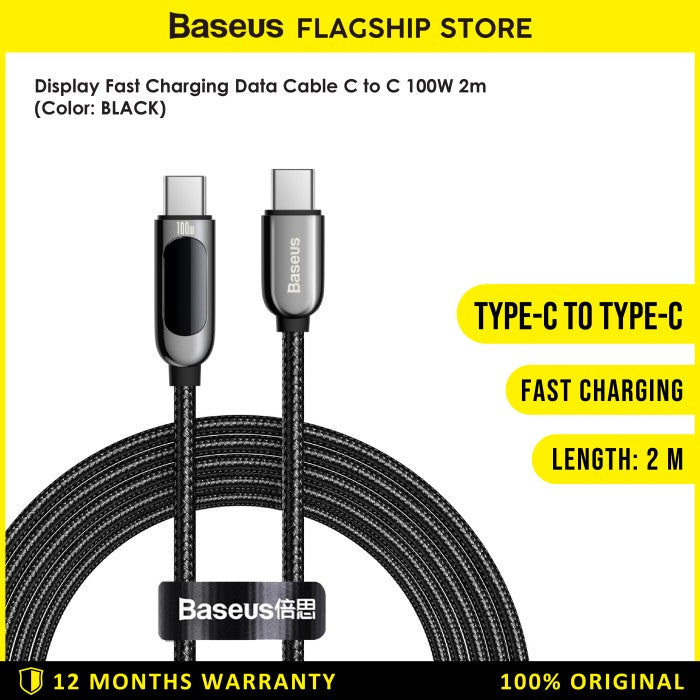 Baseus Display Fast Charging Data Cable Type-C to C 100W 2m - CATSK-C