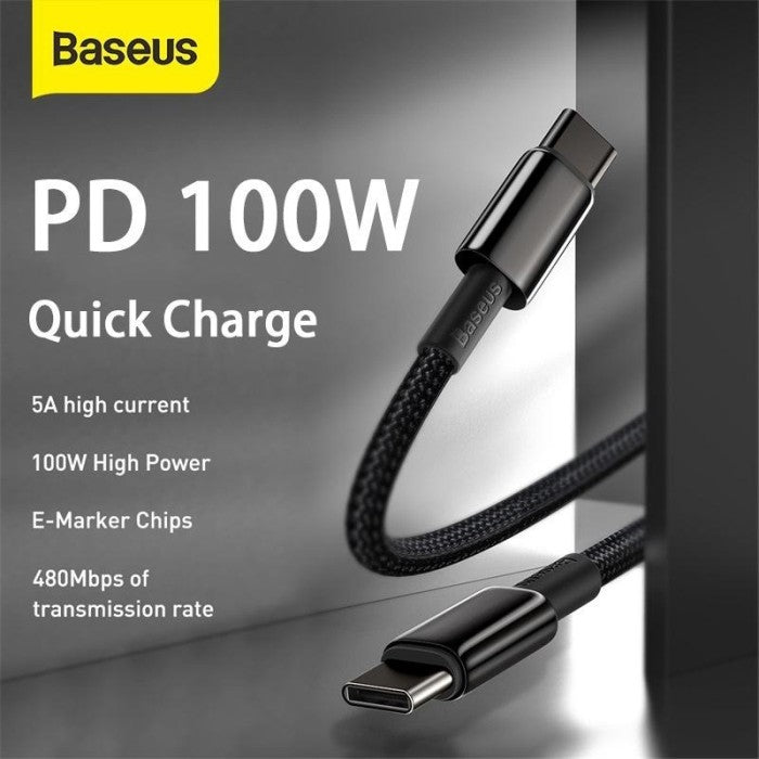 BASEUS Tungsten Gold Fast Charging Cable Type-C to Type-C 100W - CATWJ