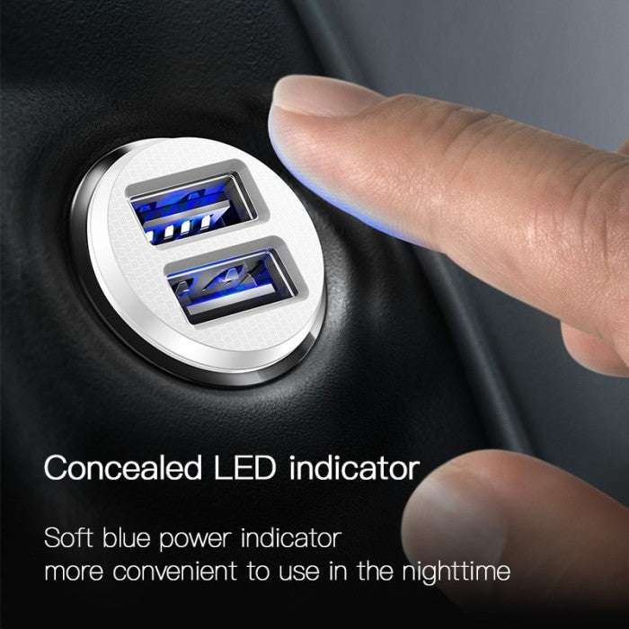 Baseus Grain Fast Car Charger Dual Port USB 5V 3.1A