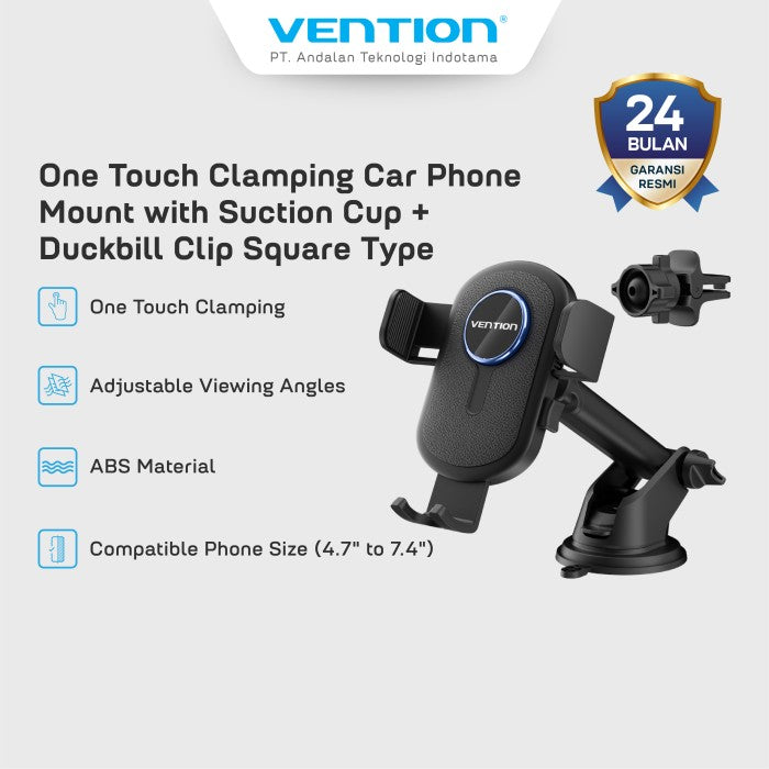 Vention Car Phone Mount with Suction Cup+Duckbill Clip - KSB