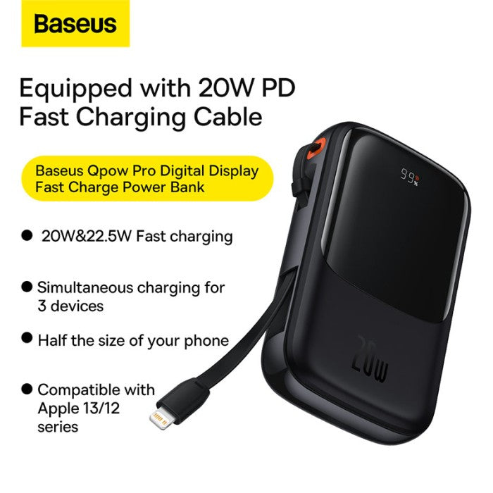 Baseus Qpow Pro Powerbank Digital Display 10000mAh Lightning Output