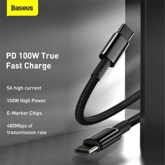 BASEUS Tungsten Gold Fast Charging Cable Type-C to Type-C 100W CATWJ-A
