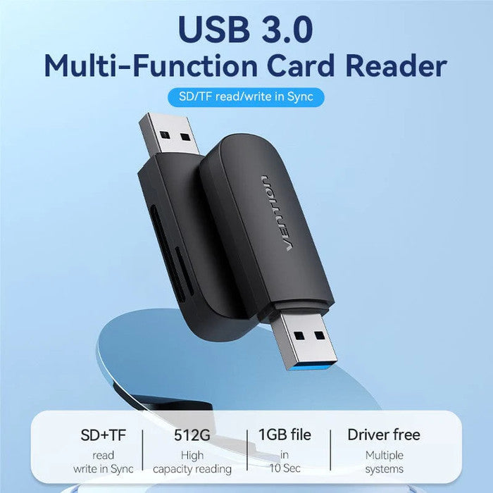 Vention Card Reader 2 in 1 USB 3.0 A SD TF Dual Drive Letter - CLG