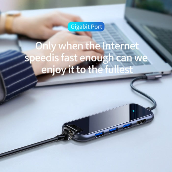 BASEUS Multi-functional HUB (Type-C to 3xUSB3.0 HD4K RJ45 PD) CAHUB-DZ