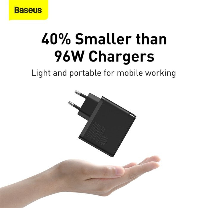 BASEUS GaN2 Charger 1C 100W + Mini White Cable C to C 1.5m - TZCCGAN-L