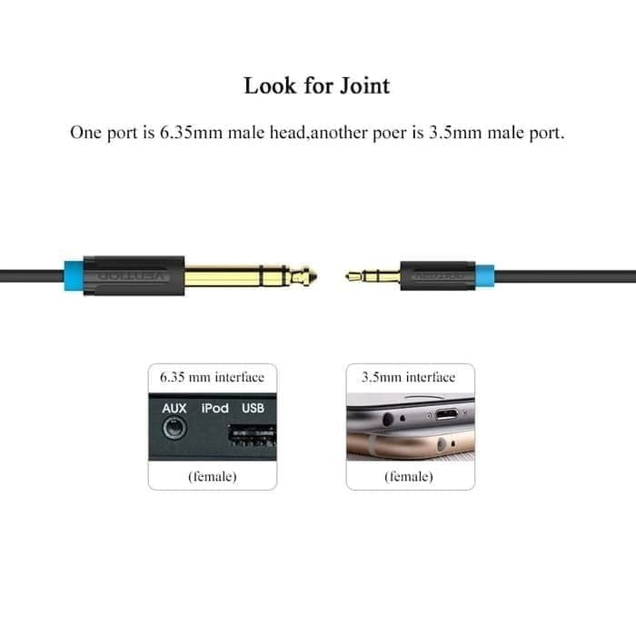 Vention Kabel AUX 6.35mm to Jack Audio 3.5mm - BAB