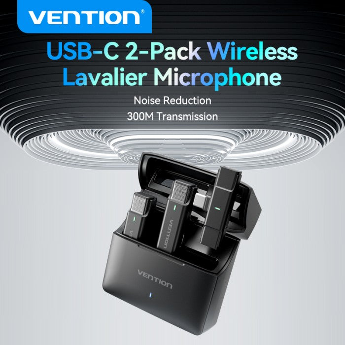 Vention Wireless Lavalier Microphone Mic Clip On For Live Streaming With Charging Case - NCA