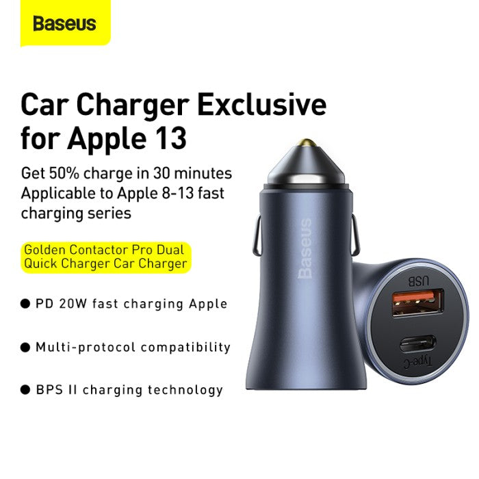 Baseus Golden Contactor ProDual Quick Charger Car Charger U+C 40W CCJD