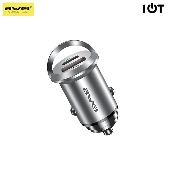 AWEI Car Charger Dual Port USB A+C 45W C-708