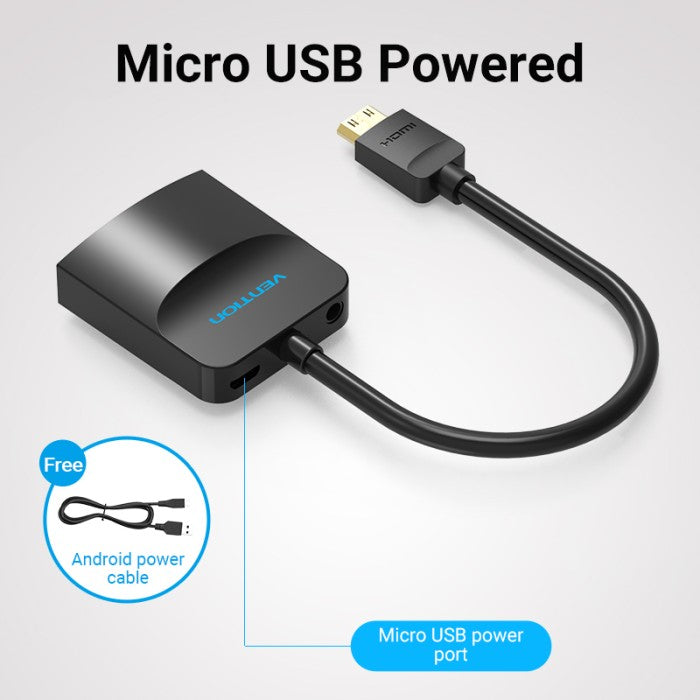 Vention Adapter Converter MIni HDMI to VGA With Audio Power Port 3.5mm HD 1080P 60Hz - AGA