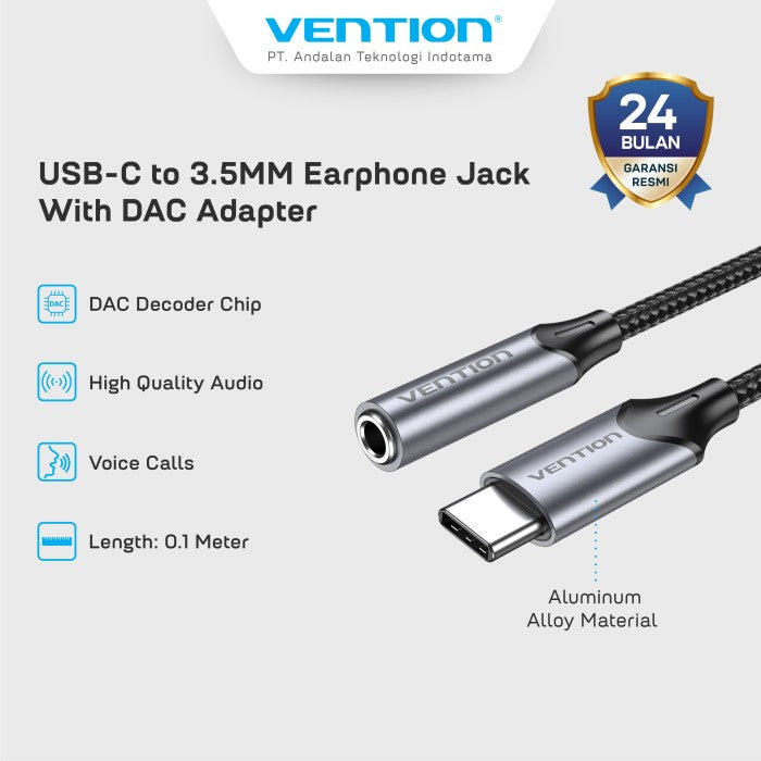 Vention Kabel USB Type C to 3.5mm Jack Adapter Converter USB C to AUX -BGM