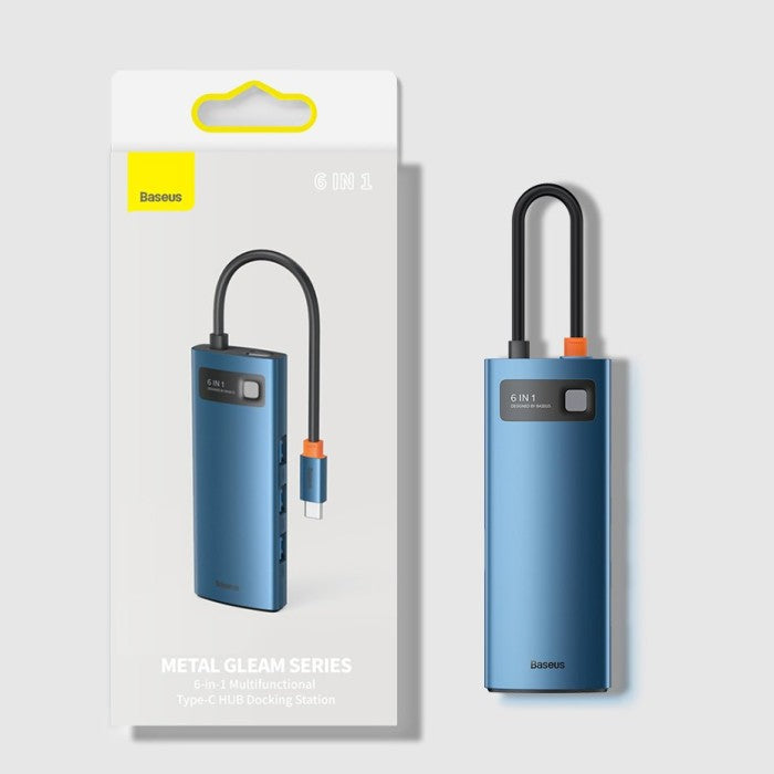 Baseus Metal Gleam Series 6-in-1 Multifunctional Type-C Blue