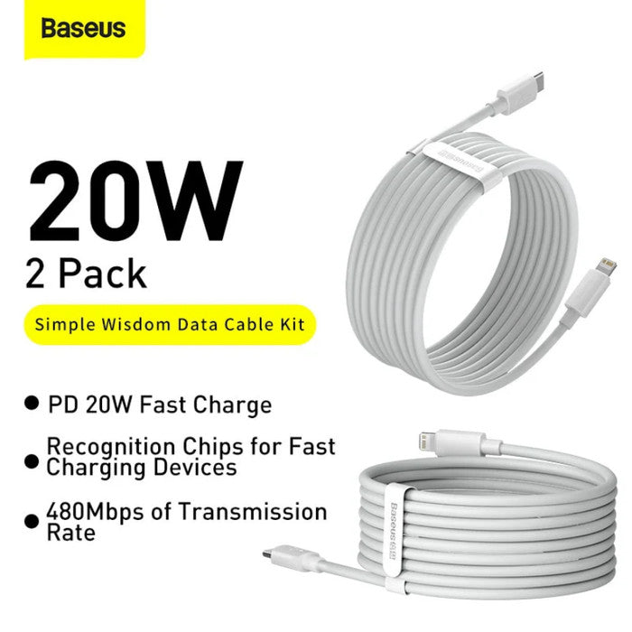 Baseus Simple Wisdom Kabel Charger Type C to Lighning (2pcs) - TZCATLZ