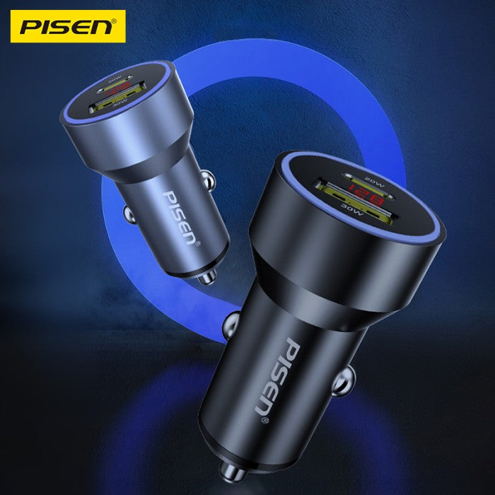 Pisen Quick Digital Display Car Charger USB 30W + Type-C 20W - LP-CC14