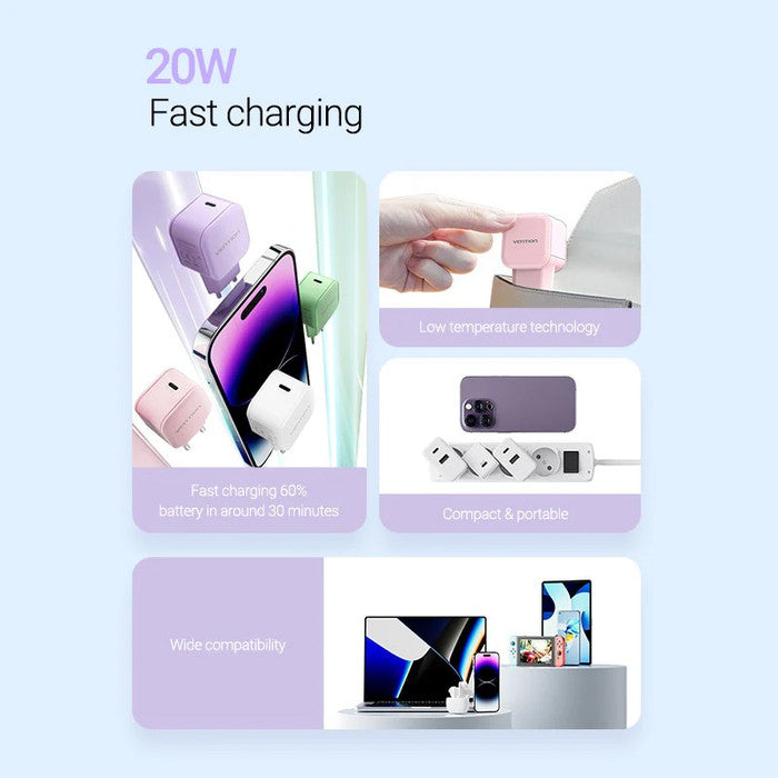 Vention Wall Charger Adapter 20W PD Fast Charging USB C EU - FEJ