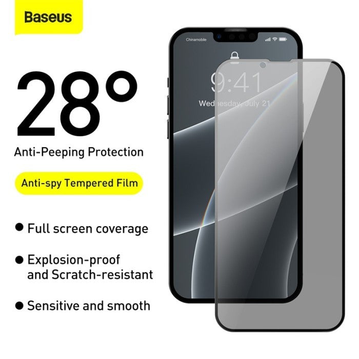 Baseus Tempered Glass anti spy function For iP 13 / 13 pro