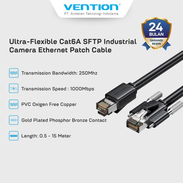 Vention Kabel Lan Ultra Flexible Cat6A SFTP Industrial Camera Ethernet Patch Cable RJ45 40Gbps 2000Mhz 1M 2M 3M 5M 7M 8M 10M - IBU