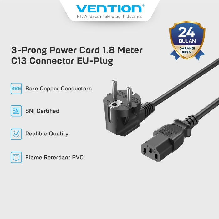 Vention Kabel Power C13 Connector 3-Prong 1.8M EU - ZCG