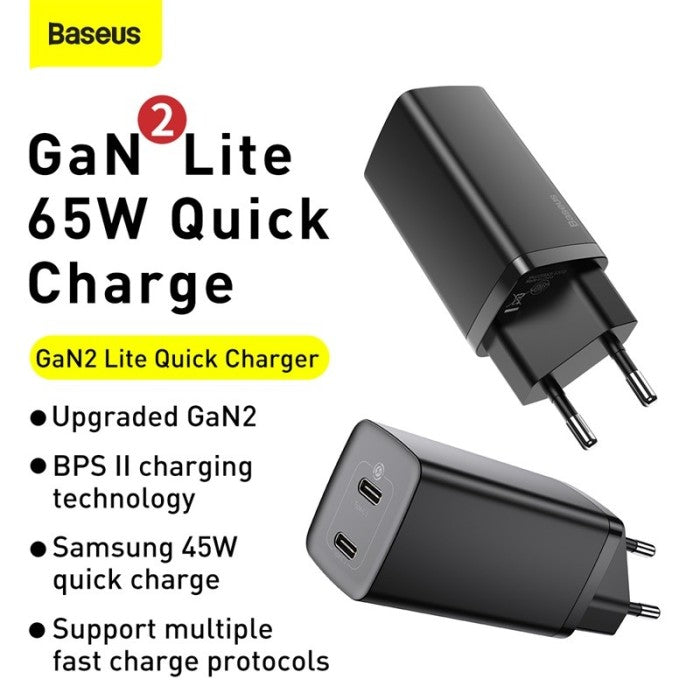 Baseus GaN2 Adaptor Lite Quick Charger C 65W EU - CCGAN2L-E