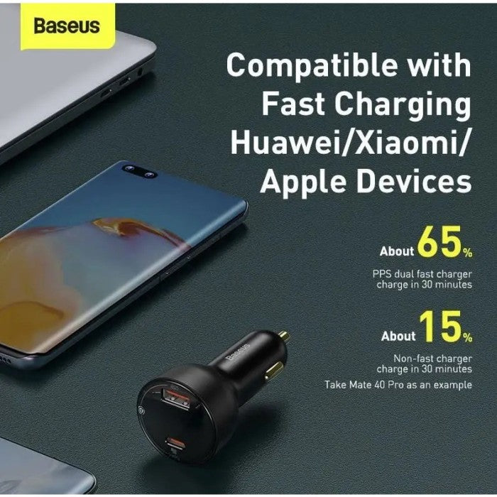 BASEUS Superme Digital Display PPS Dual Quick Charger Car Charger CCZX