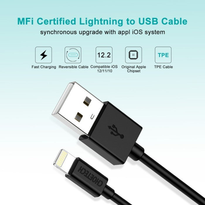 Choetech IP0026 Kabel Charger MFI USB Type A to Lightning 1.2M Iphone