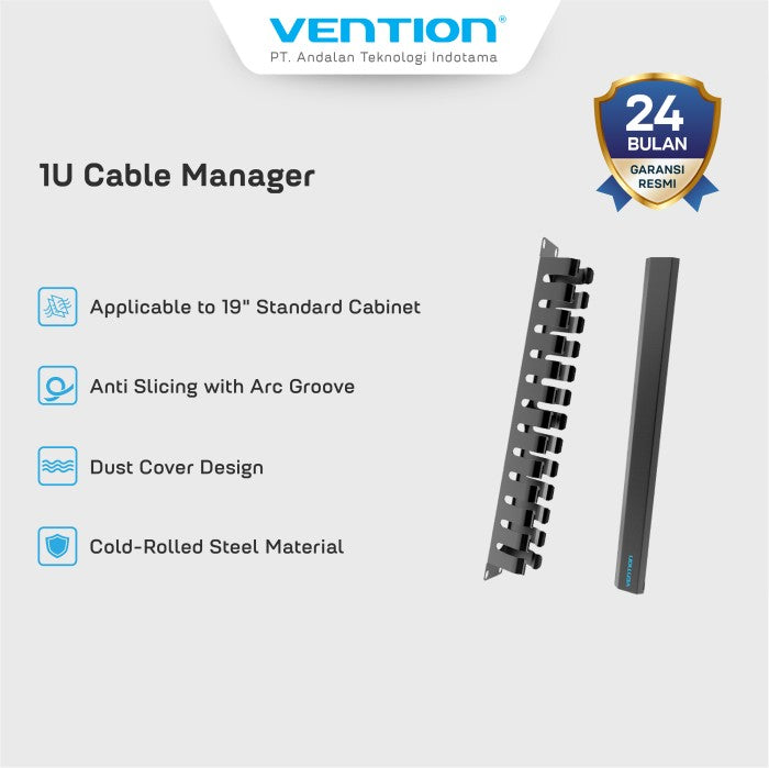 Vention Kabel Manager 1U Rak Server Cable Manager - KHA