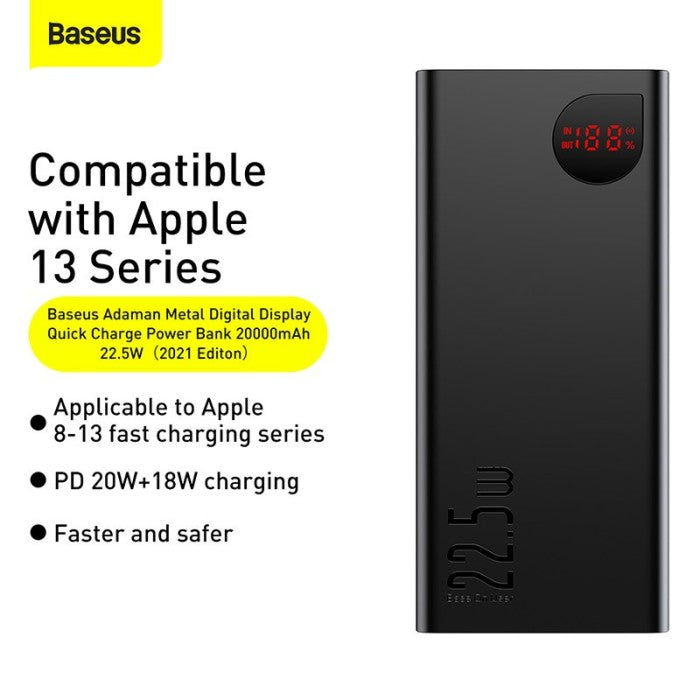 Baseus Adaman Powerbank Metal Digital Display QC 10000mAh 22.5W - PPAD