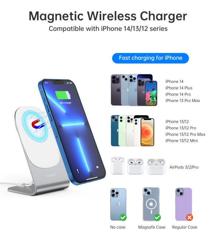 Choetech T518-F+H046 15W Qi Magnetic Wireless Charger