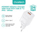 Choetech PD5006 Adaptor Charger 33W Dual Port USB A+C PPS