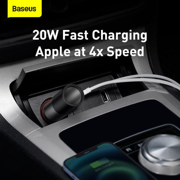 BASEUS Fast Car Charger w/ Cigarette Lighter Port U+C 120W CCBT-C