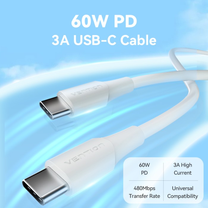 Vention Kabel Charger USB Type C to C 3A 60W PD Fast Charging - TAX