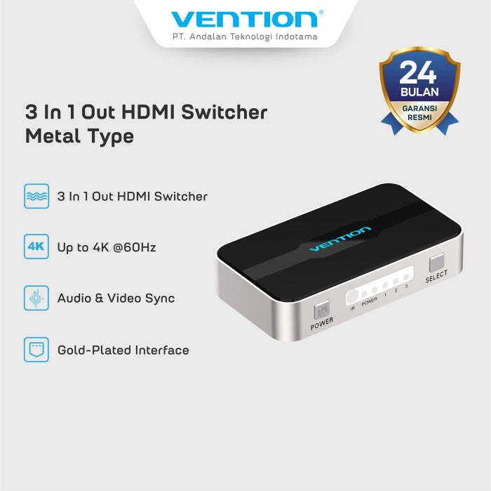 Vention HDMI Switcher 3 in 1 Output 4K@30hz- AFF