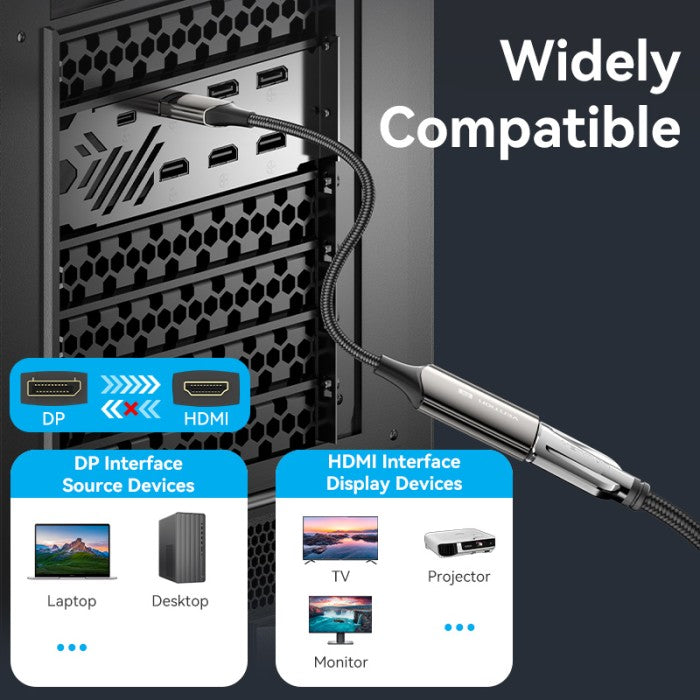 Vention Kabel Converter Displayport DP Male to HDMI Female 4K 8K 60hz 144Hz HDR Cotton Braided - HFN
