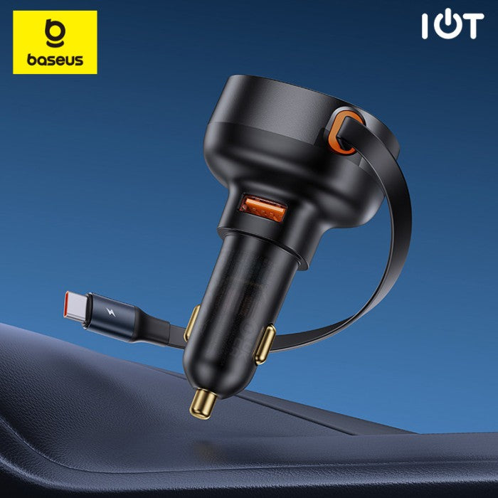 Baseus Enjoyment Pro Car Charger U+Retractable Type-C Cable 60W