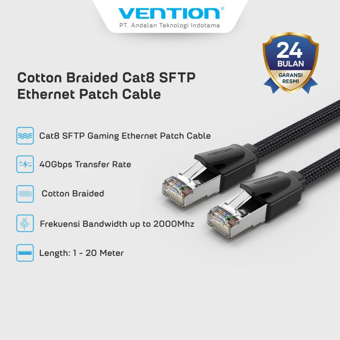 Vention Kabel Lan Cat8 Sftp Gaming Ethernet Cotton Braided  - IKO