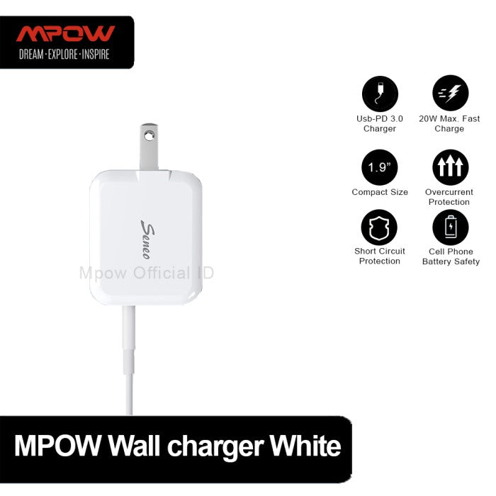 MPOW - Seneo Wall Charger USB-C PD 20W - SNPA215AW