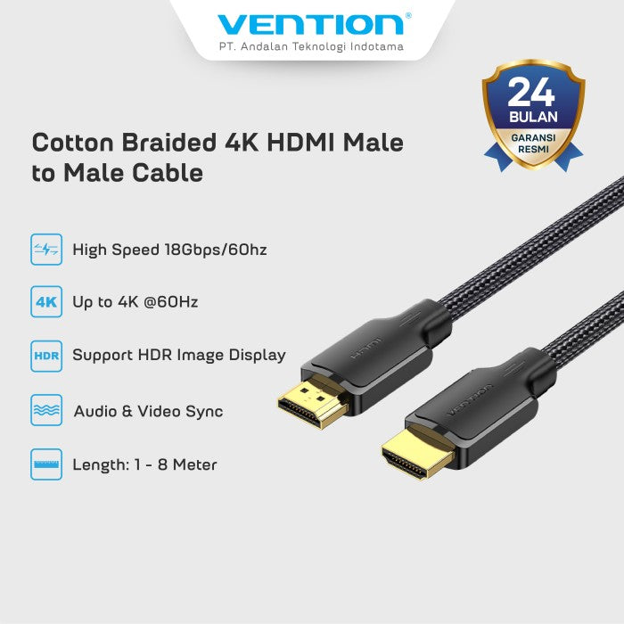 Vention Kabel HDMI 2.0 4K 60Hz Cotton Braided - ALL