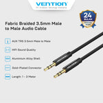 Vention Fabric Braided 3.5mm Male to Male Audio Cable - BAG