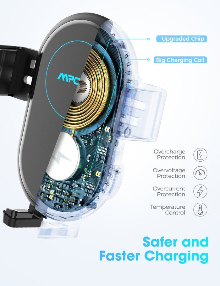 Mpow Car Wireless Charger Mount 15W With Built-in Battery