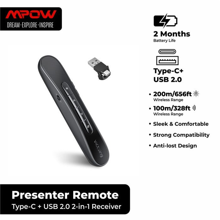 Mpow VicTsing Presenter Remote Type C & USB for Powerpoint